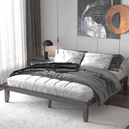 Costway King Size 14'' Wooden Bed Frame Mattress Platform Wood Slats Support