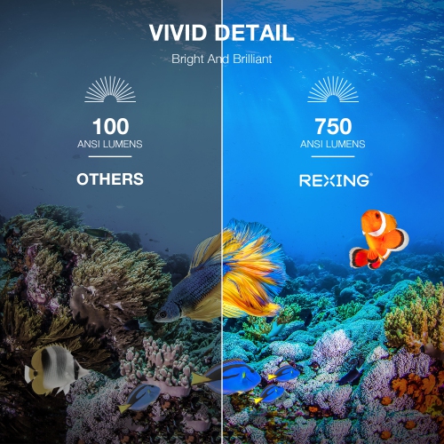 Rexing PRD615 Smart Home Projector 750 ANSI Lumens HD - Black