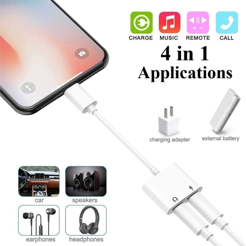 TEDLIN 2 in 1 Dual Lightning Headphone Jack Adapter Splitter with Audio & Charge for iPhone