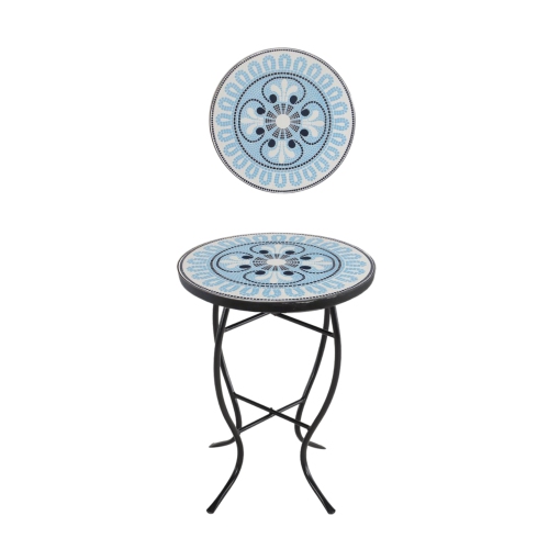 Mosaic Art Collection Pansies Blue Accent Table