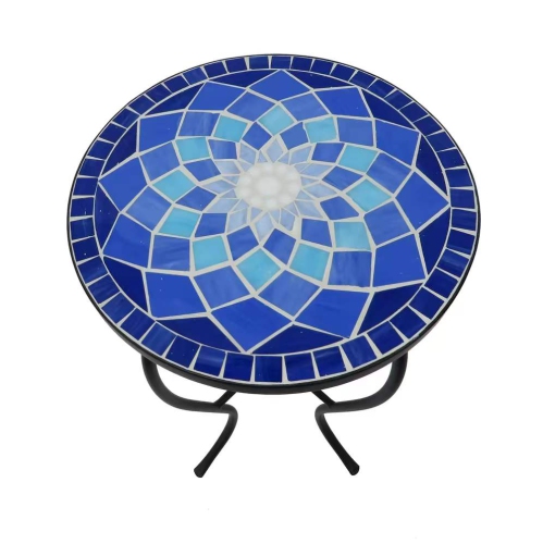 JIALLO  Mosaic Art Collection Rose Accent Table In Blue