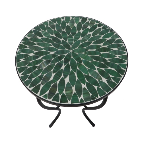 JIALLO  Mosaic Art Collection Leave Accent Table In Green