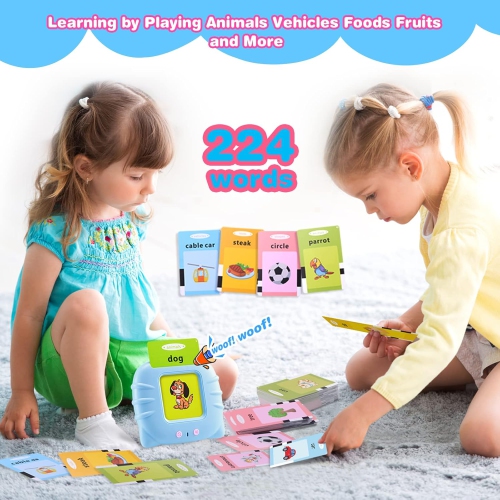 Flash Cards for Kids, Electronic Audible Machine Learning Toys, Phonics Talking 112 Pcs Flash Cards, Kids Birthday Gift.