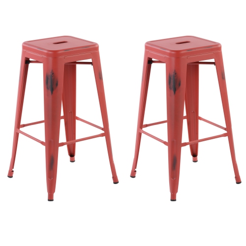 HOMY CASA Industrial 29 Inch Metal Bar Stools Set of 2, Tolix Style Backless Stackable Stools for Kitchen, Bistro, Pub