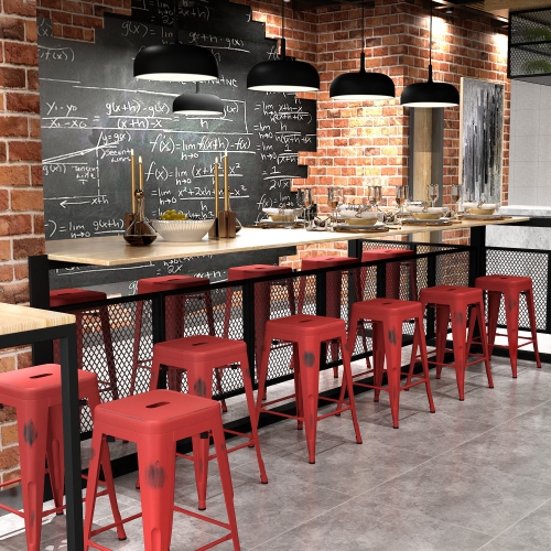 HOMY CASA Industrial 29 Inch Metal Bar Stools Set of 2, Tolix Style Backless Stackable Stools for Kitchen, Bistro, Pub