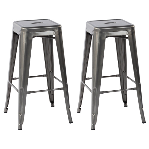 HOMY CASA Industrial 29 Inch Metal Bar Stools Set of 2, Tolix Style Backless Stackable Stools for Kitchen, Bistro, Pub