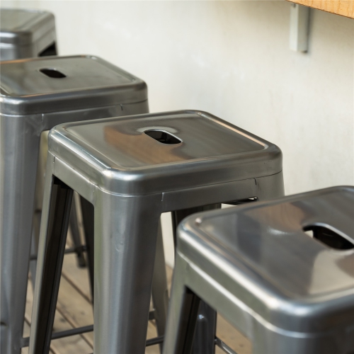 HOMY CASA Industrial 29 Inch Metal Bar Stools Set of 2, Tolix Style Backless Stackable Stools for Kitchen, Bistro, Pub