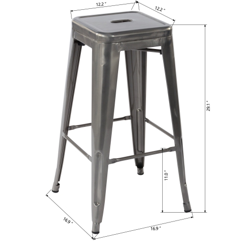 HOMY CASA Industrial 29 Inch Metal Bar Stools Set of 2, Tolix Style Backless Stackable Stools for Kitchen, Bistro, Pub