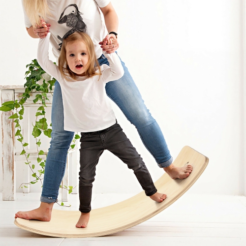 Planche à découper en bois pour enfants 35 po Wobble Balance Board avec couche de feutre naturel pour enfants