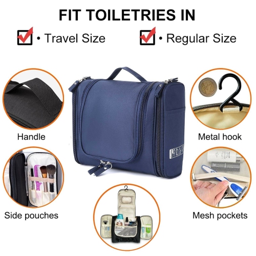 Trousse de toilette de voyage imperméable pour la salle de bain avec crochet à suspendre pour hommes femmes