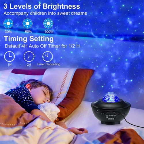 Star LED Galaxy Ocean Wave Projector Bluetooth Music Speaker for Baby Bedroom