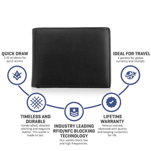 Smart RFID Slim Leather Wallet Purse 13-Pocket Large Capacity w/Gift Box for Men