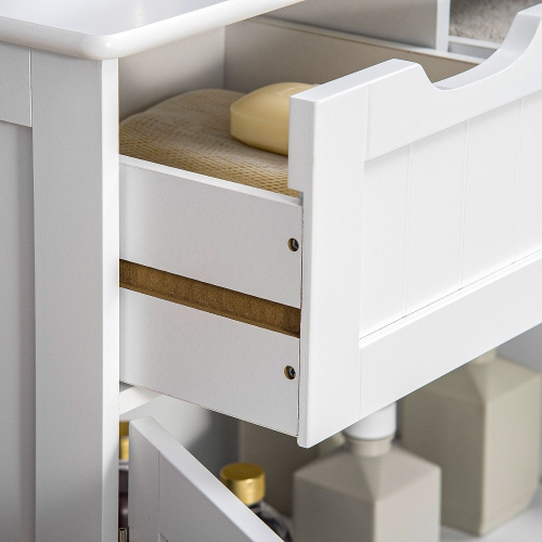 kleankin Freestanding Bathroom Storage Cabinet, Bathroom Floor Cabinet with 2 Drawers, Adjustable Shelf, for Living Room or Entryway, White