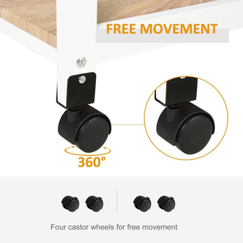 HOMCOM Bar Cart, 4-Tier Kitchen Cart with Removable Serving Tray, Rolling Coffee Cart on Wheels with Drawer for Dining Room, Living Room