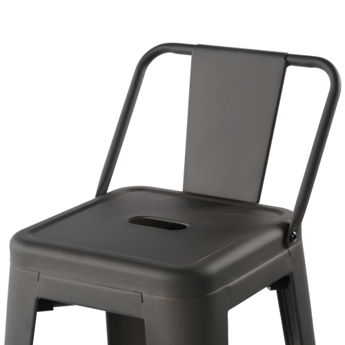 HOMY CASA Industrial 29 Inch Metal Bar Stools Set of 2 with Low Back, Tolix Style Stackable Stools for Kitchen, Bistro, Pub