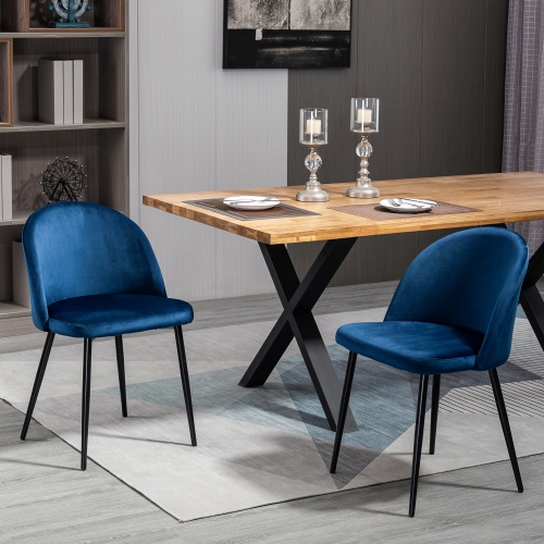 HOMCOM – Ensemble de 2 chaises de salle à manger modernes, chaises de cuisine rembourrées en velours à dossier mi-hauteur, chaise d’appoint pour