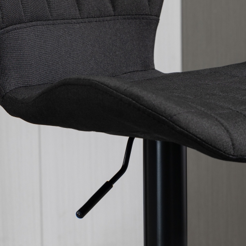 HOMCOM Bar Stools Set of 2, Adjustable Height Swivel Bar Chairs, Linen-feel Fabric Upholstered Kitchen Counter Stools with Wide Seat, Back and