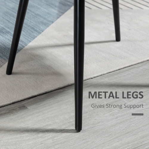 HOMCOM Modern Dining Chairs Set of 2, Mid-Back Velvet Upholstered Kitchen Chairs, Side Chair for Living Room, Dining Room, Black