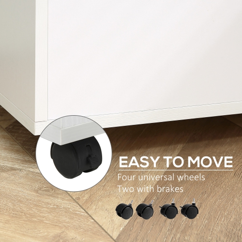 Vinsetto 2 Drawer File Cabinet with Lock and Keys, Mobile Vertical Filing Cabinet with Wheels and Drawers, Home Office Cabinet, White