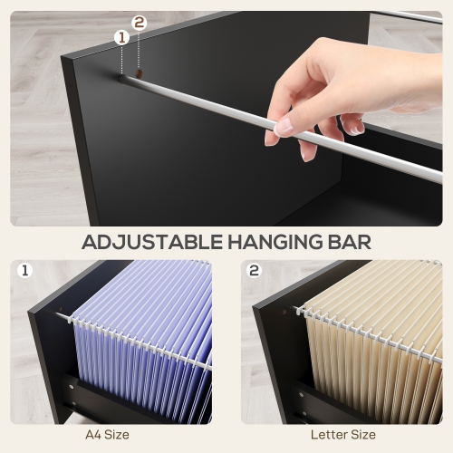 Vinsetto – Classeur à 2 tiroirs avec verrou, petit classeur à roulettes pour A4, documents de format lettre, support pour imprimante pour bureau à