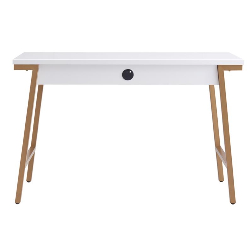 Leick Home 11400-WT Empiria Desk with Drop Front Keyboard Drawer in White/Gold