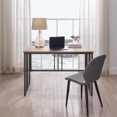 Leick Home 70001-WOGM Collapsible Slatted Mission Desk in White Oak/Gunmetal