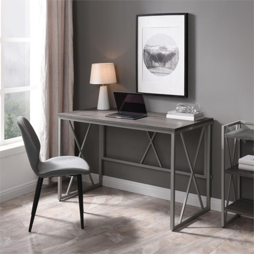 Leick Home 70002-WWNK Collapsible X Desk in Weathered Wood/Satin Nickel