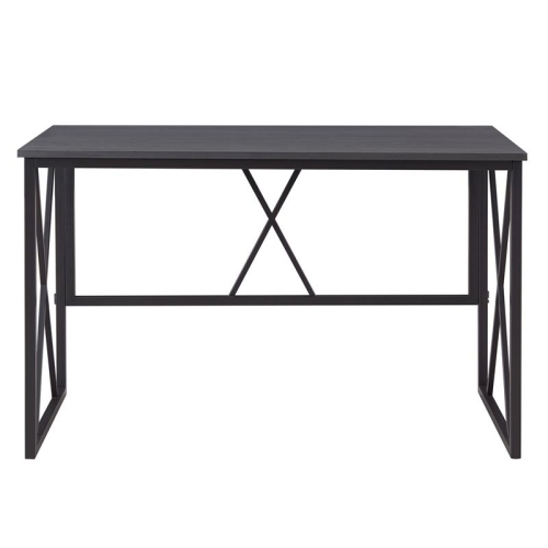Leick Home 70002-BLKNK Collapsible X Desk - Gray Herringbone/Matte Black