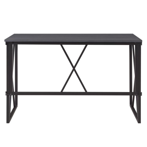 Leick Home 70002-BLKNK Collapsible X Desk - Gray Herringbone/Matte Black