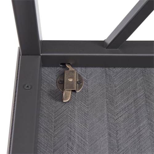 Leick Home 70002-BLKNK Collapsible X Desk - Gray Herringbone/Matte Black
