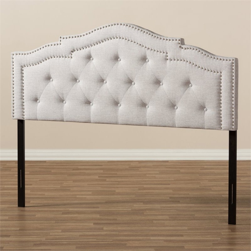 Baxton Studio Edith Tufted Queen Panel Headboard in Grayish Beige