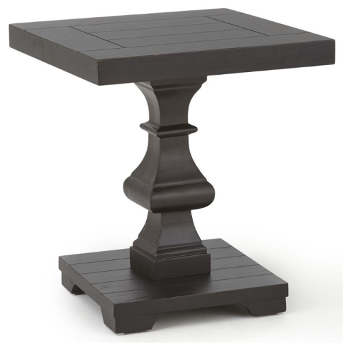 STEVE SILVER COMPANY Dory 22" Square Pedestal End Table In Ebony Black With Plank Effect Top