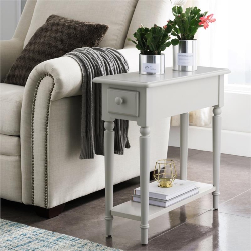 Leick Furniture Coastal Notions Narrow Wood End Table with Shelf in Silky Painted