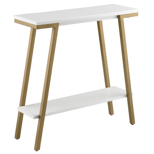 Leick Home Empiria Wood Hall Console in White with Gold Metal Base