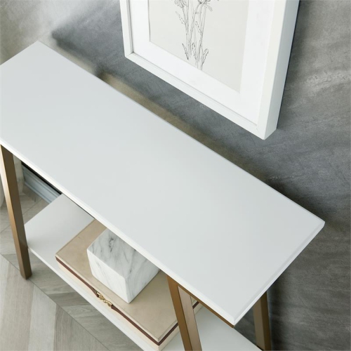 Leick Home Empiria Wood Hall Console in White with Gold Metal Base