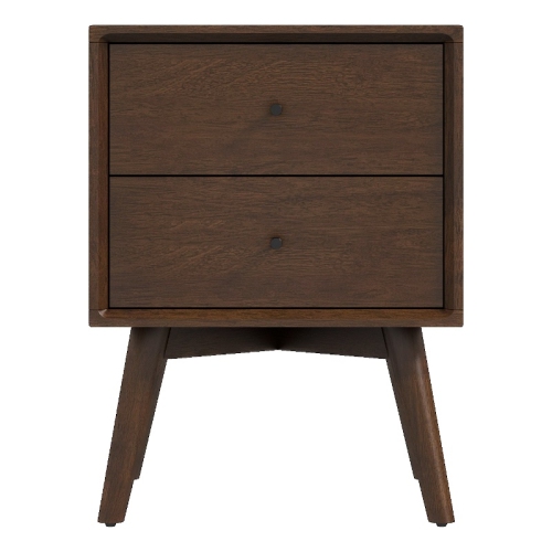 Pemberly Row Mid-Century Solid Wood 1-Drawer NightStand in Walnut