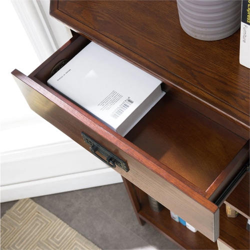 Leick Riley Holliday 3 Shelf Corner Bookcase in Mission Oak