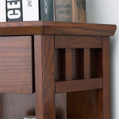 Leick Riley Holliday 3 Shelf Corner Bookcase in Mission Oak