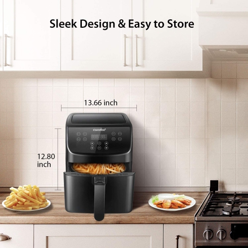 COMFEE' 5.8Qt Digital Air Fryer, Toaster Oven & Oilless Cooker, 1700W with  8 Preset Functions, LED Touchscreen, Shake Reminder, Non-stick Detachable