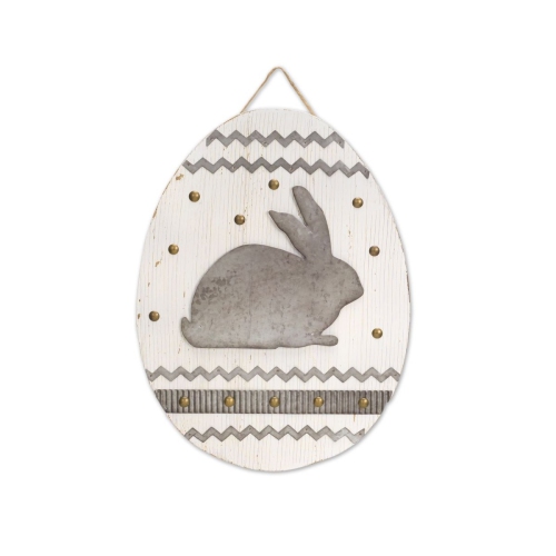 Set of 2 Easter Egg Rabbit Wall Plaque 15"