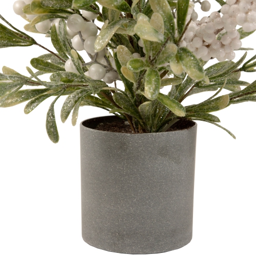2' Potted White Berry and Frosted Pine Christmas Tree, Unlit