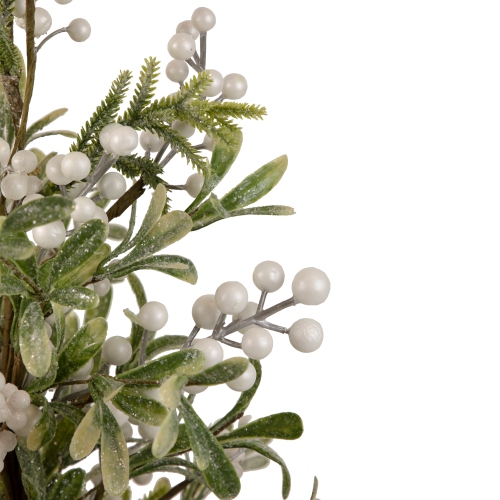 2' Potted White Berry and Frosted Pine Christmas Tree, Unlit