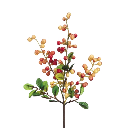 Spring Berry Artificial Floral Spray - 21" - Yellow and Red