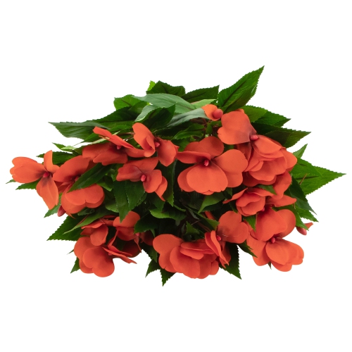 New Guinea Impatiens Artificial Floral Bush Spray - 13.75" - Tomato Red