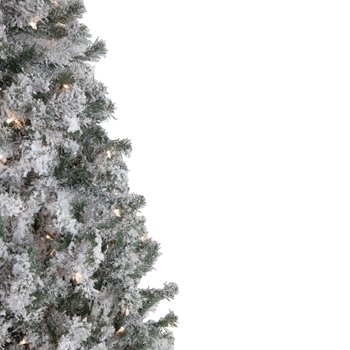 Sapin de Noël artificiel fin en pin floqué illuminé de 6 pi, lumières transparentes