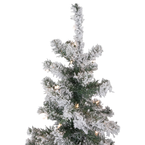 Sapin de Noël artificiel fin en pin floqué illuminé de 6 pi, lumières transparentes