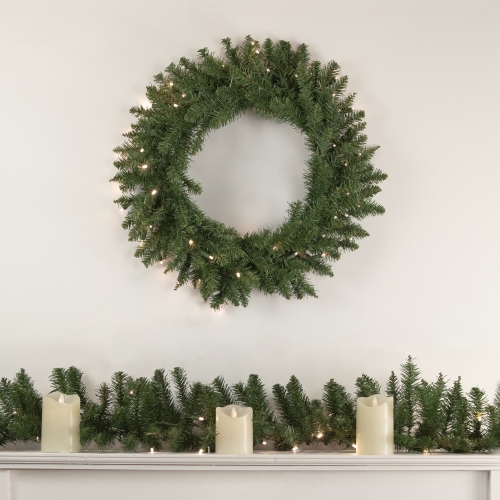 Pre-Lit Winona Fir Artificial Christmas Wreath - 30" - Warm White LED Lights