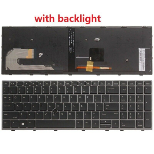 LIXSUNTEK Replacement Keyboard for HP EliteBook 850 G5 850 G6, Zbook 15u G5 Laptop, HP Elitebook 850 G6 Keyboard with Silver Frame with Backlit US
