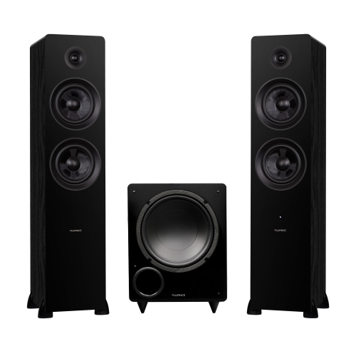 Fluance Ai81 Powered Floorstanding Speakers, DB10 10" Powered Subwoofer (Black), 15ft RCA Subwoofer Cable