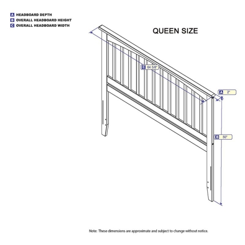 AFI Mission Queen Solid Wood Headboard with Device Charger in Gray
